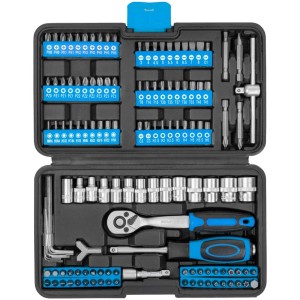 Jeu de douilles/embouts Güde GSB 130, 130 pièces, en coffret avec cliquet, embouts et douilles.