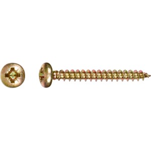 Vite per truciolare zincata gialla 4x35 mm con testa bombata e attacco PZ, set da 10.