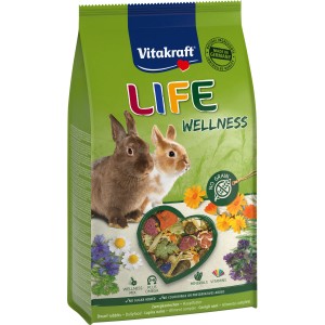 Vitakraft Snack Life Wellness cibo per conigli, confezione da 600g con conigli e cuore di cibo.