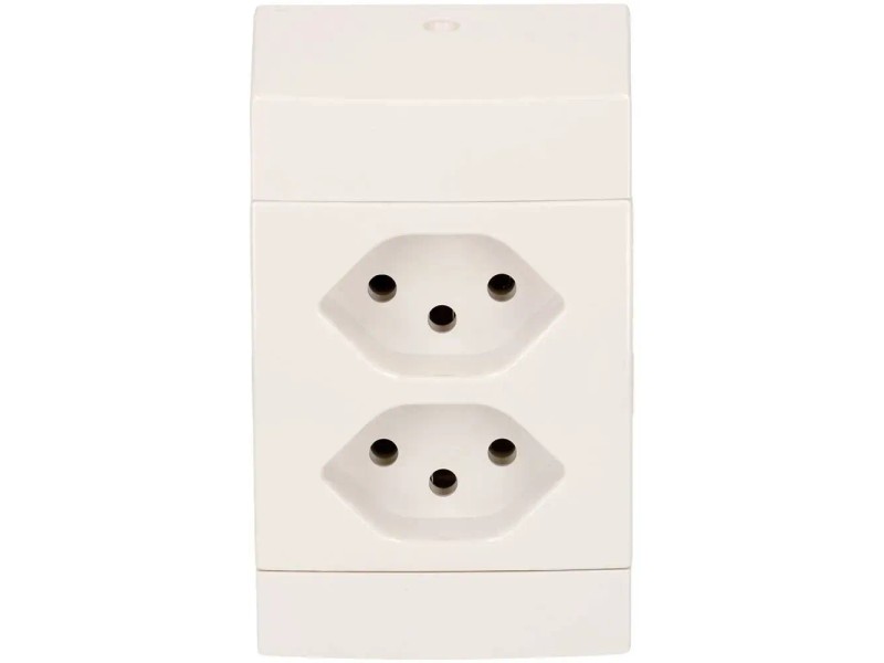 OPUS RESIST Presa Elettrica IP55 - 2 Posti Verticale, Bianco, Con Guarnizioni E Morsetti, Per Esterni E Giardino