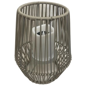 Lanterna solare a LED grigia con candela a LED, alta 31 cm, per giardino e balcone.