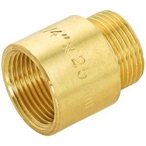 Rallonge de robinet en laiton, 24,1 x 26,4 mm, longueur 25 mm, pour raccords filetés.