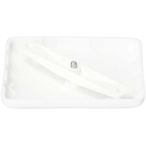 Rosace de plafond carrée blanche avec pontet et vis pour installation de lampe.