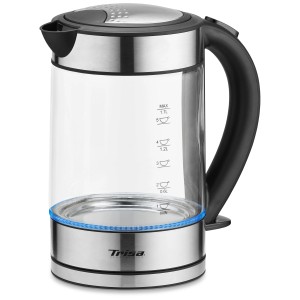 Bollitore Trisa Compact Boil W5669 in vetro e acciaio inox, capacità 1,7 litri.