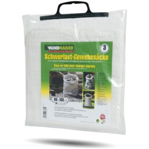 Sacchi in tessuto per carichi pesanti Windhager, 50 kg, bianchi, ideali per rifiuti da giardino e costruzione.