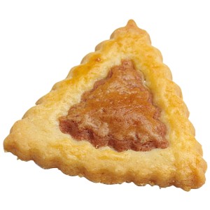 Ausstecher-Set: Dreieckiges, gewelltes Plätzchen mit Füllung, goldbraun gebacken.
