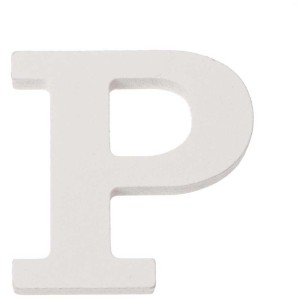 Lettera P bianca in MDF, altezza 5,5 cm, per bricolage e decorazioni.