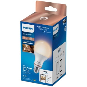 Lampadina Philips Smart LED E27, dimmerabile, 100W, da bianco caldo a freddo, nella confezione originale.