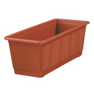 Jardinière standard terracotta, 14,5x17,5x39 cm, en plastique avec structure bois.