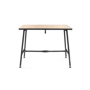 Établi pliant BES0226F avec plateau en bois FSC et structure noire.