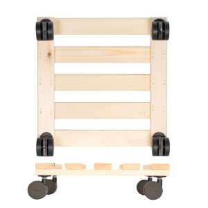 Wagner Multi Roller sottovaso a rotelle in legno con motivo a fiori di ciliegio e ruote nere.