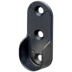 Support de tringle de penderie Hettich, noir, pour tringles ovales 30x15 mm.