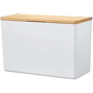 Tesa Baboo Aufbewahrungsbox X-Large, weißer Behälter mit Bambusdeckel. Praktische Bad-Aufbewahrung.