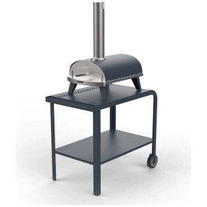 Ziipa Vallone Servierwagen in Ardoise mit Pizzaofen, Stahl, 73,2x50,8x87cm, für Grillutensilien.