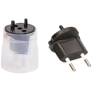Adaptateur fixe noir type 11 pour prise Schuko, 2 pôles. Adaptateur pour prises suisses.