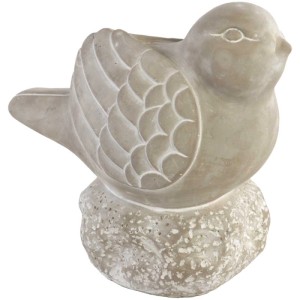 Gartec Deko-Vogel Perry, 28 cm hoch, aus Zement, graue Gartendekoration.