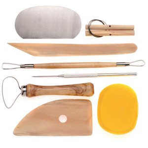Set de 8 outils de modelage en bouleau pour Fimo : outils en bois et métal.