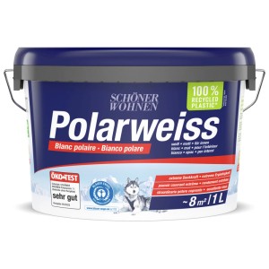 Secchio di Schöner Wohnen Polarweiss, pittura murale bianca opaca per interni, 1 litro.