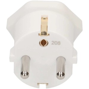 Adaptateur fixe Schuko Type13 blanc, 3 pôles pour prises suisses en Allemagne.