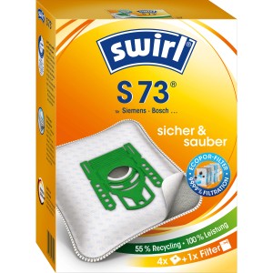 Swirl S 73 EcoPor sacchetti per aspirapolvere, 4 pz, per aspirapolveri Siemens/Bosch.