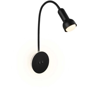 Applique murale LED Briloner noire avec bras flexible et lumière blanc chaud.