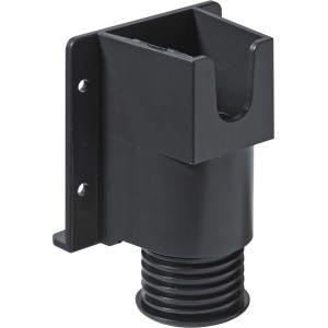 Vérin de réglage Hettich noir en plastique, ajustable, pour meubles et armoires.