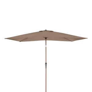 Ombrellone rettangolare a manovella Doppler Life Wood 300x200 cm color greige effetto legno per balcone e terrazza.