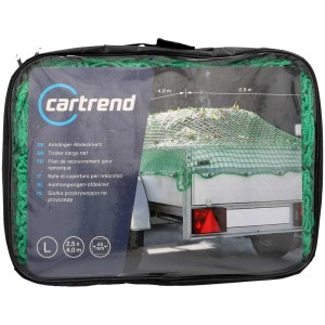 Rete per rimorchio Cartrend 2,5x4m in borsa: Rete verde a maglia fine per fissare i carichi sui rimorchi.