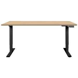 Contini Bürotisch höhenverstellbar Ahorn Natur Schwarz 60 - 125 x 160 x 80 cm