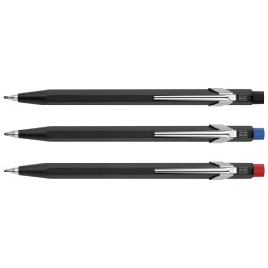 Portamine Caran d'Ache Fixpencil 2 mm nere con pulsanti colorati.