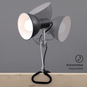 Lampada a pinza orientabile Briloner Fix in nero-cromo, ideale come luce da lettura.
