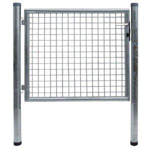 Cancello da giardino Pletscher zincato a caldo, 100x100 cm, con riempimento a griglia e pali.