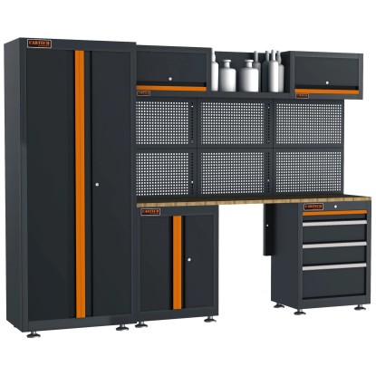 Cartech Schranksystem Stahl Schwarz (HxBxT) 183 x 244,2 x 45,8 cm 13-tlg.