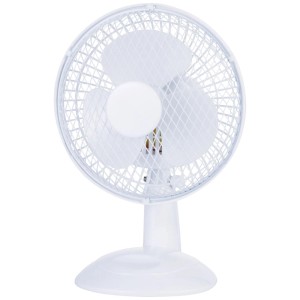 Ventilateur de table blanc 2 vitesses, Ø 15 cm, pour un air frais.