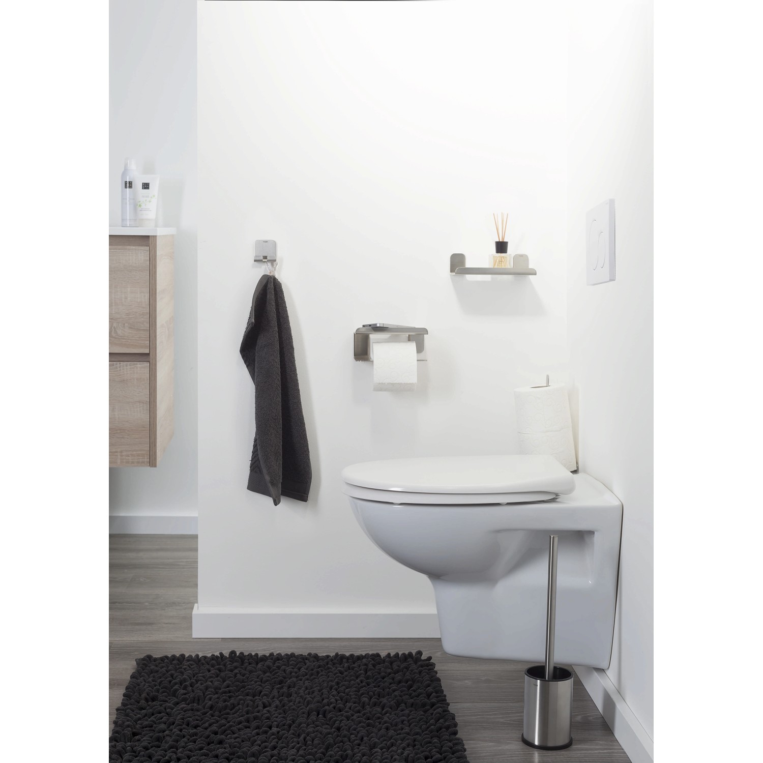 Portarotolo Ibergrif Con Mensola - Acciaio Inox 304, Doppio Montaggio Con Adesivo 3M O Viti - Foto 3