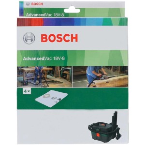 Sac filtrant en non-tissé Bosch pour AdvancedVac 18V-8, 4 pièces. Sac à poussière pour aspirateur.