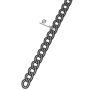 Gedrehte Conacord Panzerkette aus Stahl, 2 mm Durchmesser, in Nickeloptik.