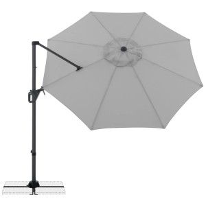 Doppler Ampelschirm Life 310, hellgrauer Polyester, Ø 310 cm, mit Stahlgestell und Standkreuz.