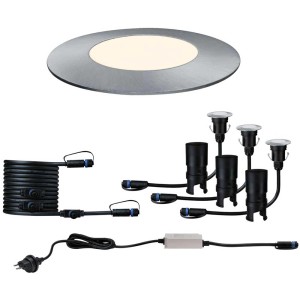 Paulmann LED Floor Mini-Set faretto da incasso per esterni, argento, con trasformatore e cavo.