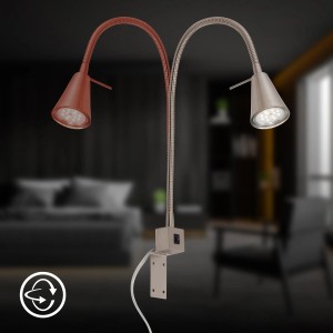 Briloner Lampada da letto a LED Tuso, orientabile, nichel opaco e color rame, per montaggio a letto.
