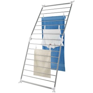 Stendibiancheria da vasca Profi argento con bucato. Salvaspazio e leggero.