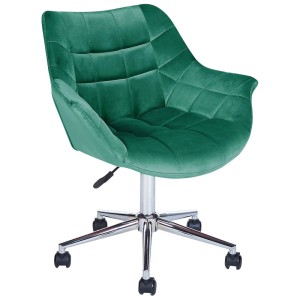 Sedia da ufficio Beliani Labelle verde con rivestimento in velluto e base cromata.