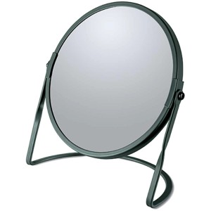 Specchio cosmetico Spirella Akira, verde scuro, con ingrandimento e supporto.