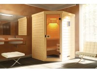 Weka Massivholz-Elementsauna Laukkala 1 Glastür 38 mm inkl. Saunaleuchten-Set