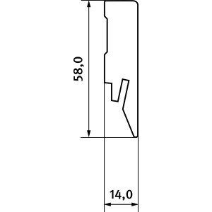 Technische Zeichnung Egger Sockelleiste L201 Kubisch, 6 cm, Weiß, mit Maßen.