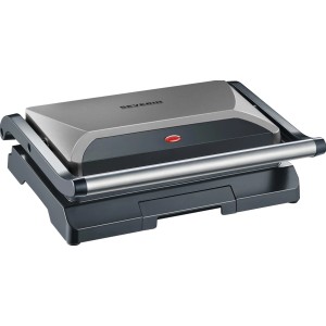 Severin Kompakt-Multigrill KG 2394, grill elettrico con rivestimento antiaderente e manico in acciaio inox.