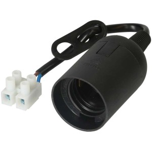 Douille de chantier noire E27 avec câble et borne pour installation de lampe.
