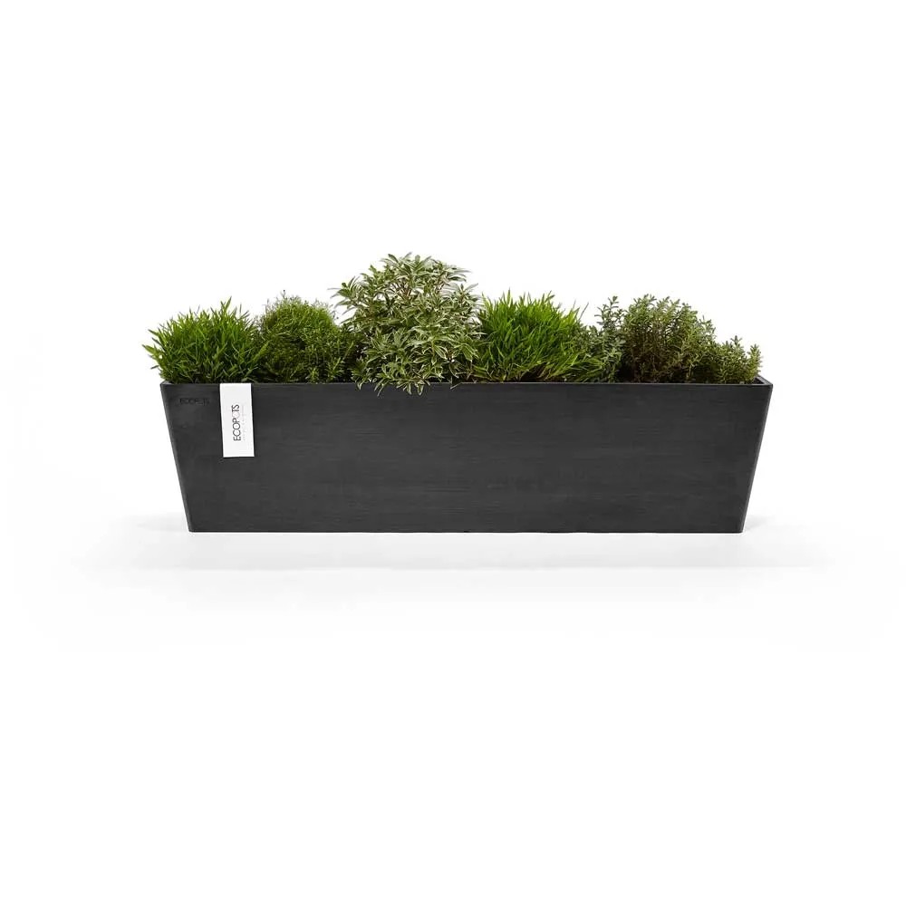 Ecopots Fioriera da balcone Bruges Grigio scuro (HxLxP) 17 x 17 x 65 cm