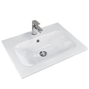 Vasque en marbre minéral Pelipal Quantum 07, blanc, 61 cm avec robinet.