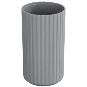 Portaspazzolino Minas grigio in plastica con design a coste.